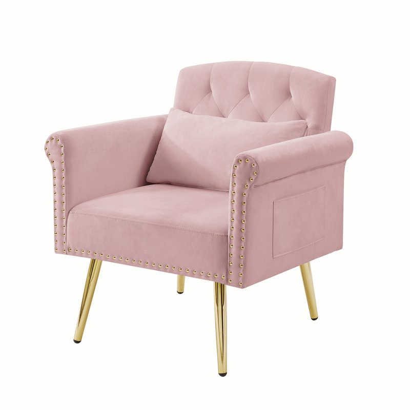 Pink velvet chair wayfair discount
